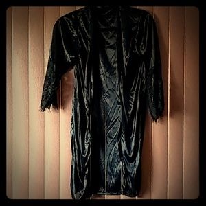 Sexy thigh length black robe